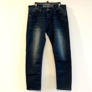 Vintage Genes Black Slim Straight Comfort French Terry Jeans Mens 34x32 Blue